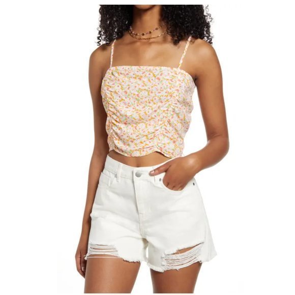 NWOT‎ BP Ruched Crop Camisole in Orange- White Tamara Daisy (M) - Picture 10 of 10